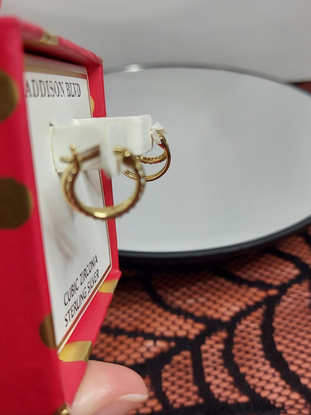 NIB Addison Blvd Double Hoop Earrings Gold - Picture 2 of 4
